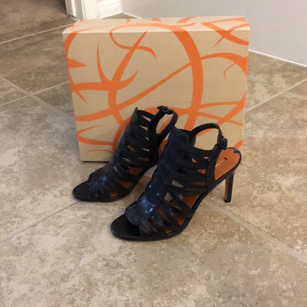 Via Spiga black strappy heels